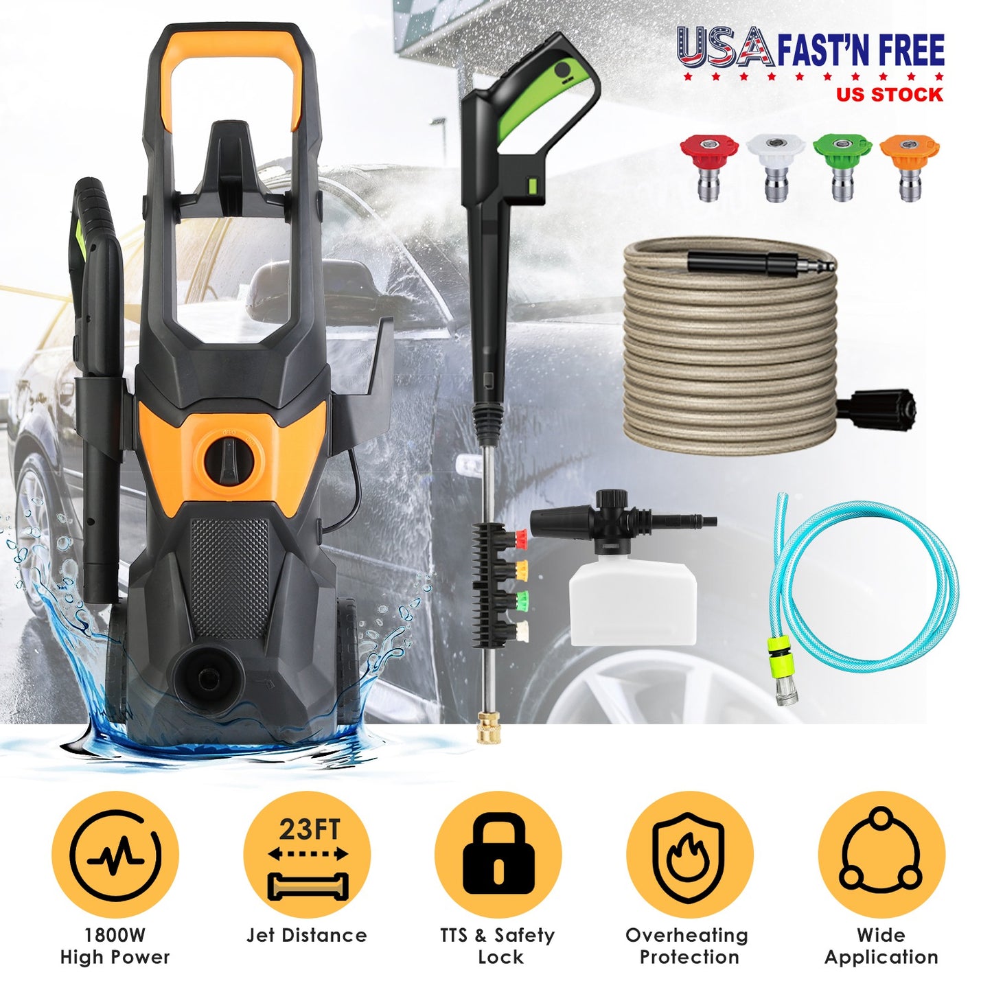 Electric Pressure Washer 4200PSI 1.85GPM with Foam Cannon
