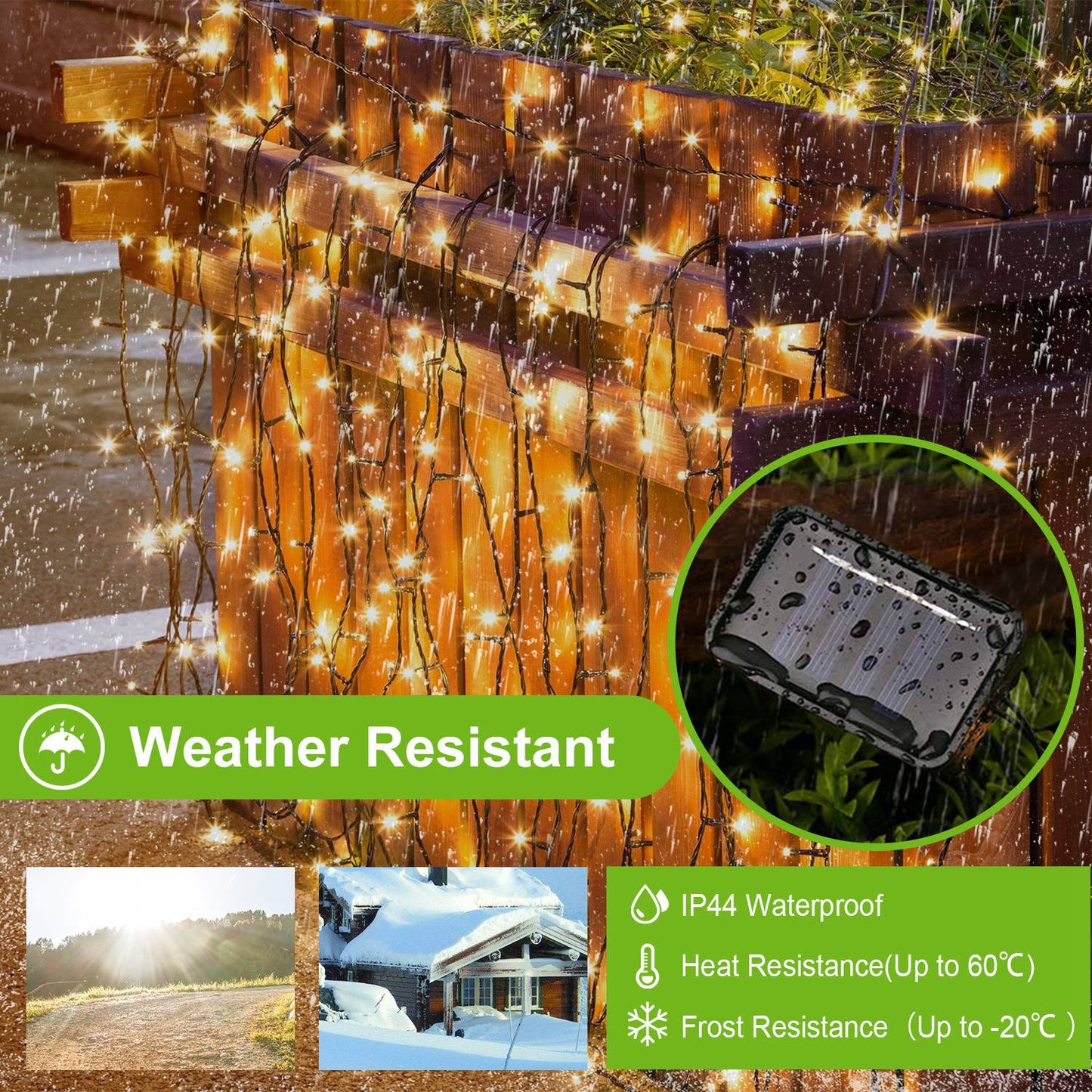 Solar String Lights 100 LED 40ft Outdoor Waterproof Fairy Lights