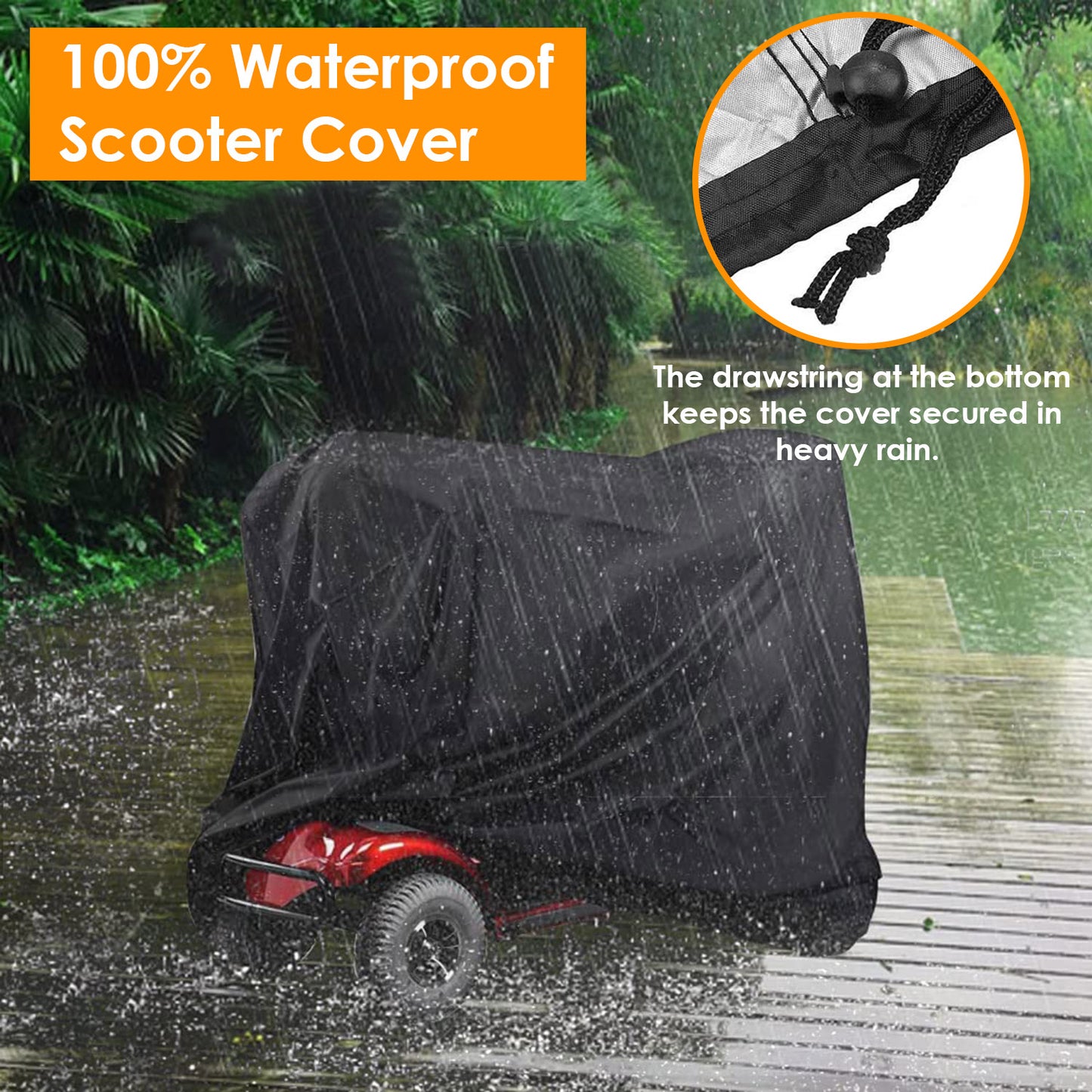 Waterproof Mobility Scooter Cover with Storage Bag 74.8"