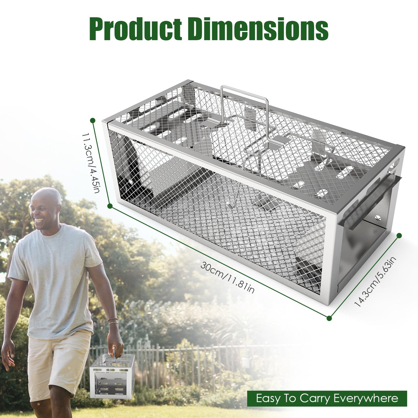 2-Pack Humane Rat Trap with Dual-Door Continuous Catch