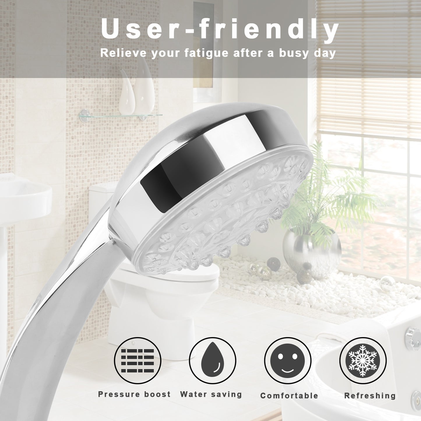 LED Color-Changing Handheld Shower Head with Hydropower