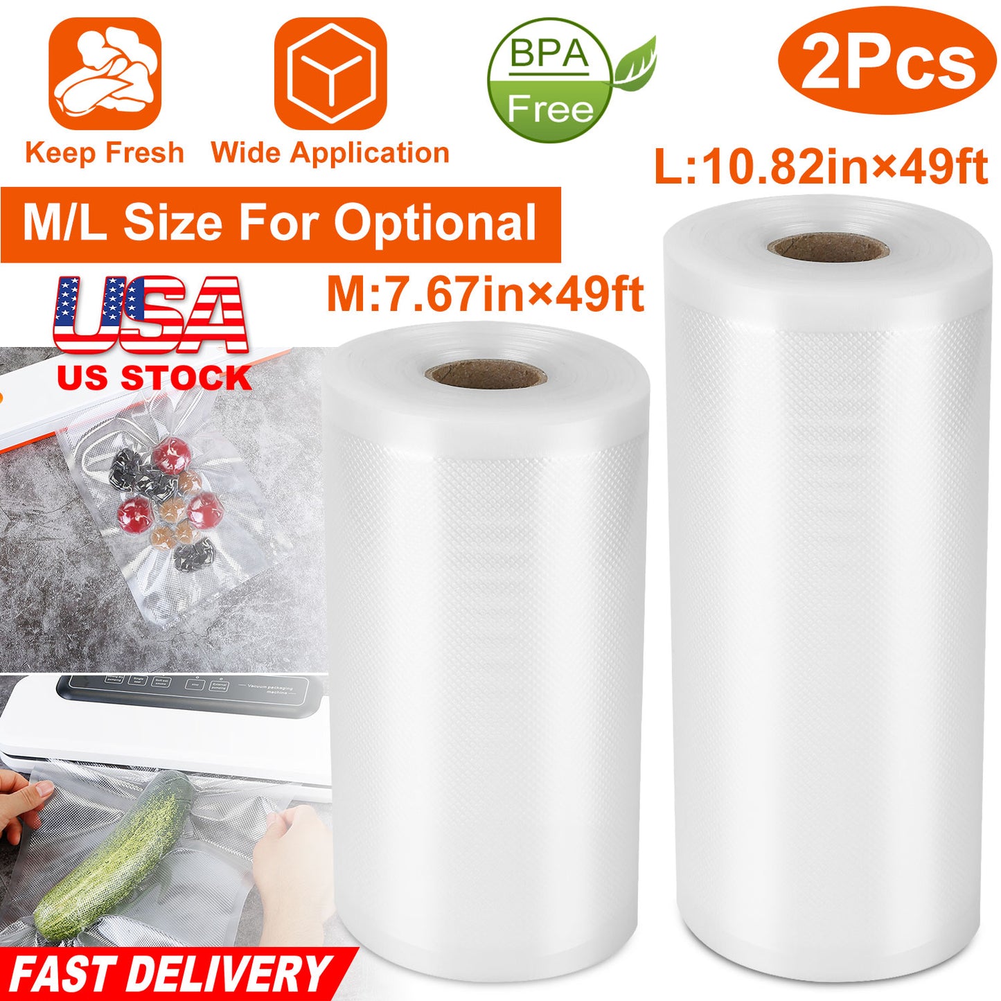 Vacuum Sealer Bags 7.67x49ft Roll - BPA Free Food Storage