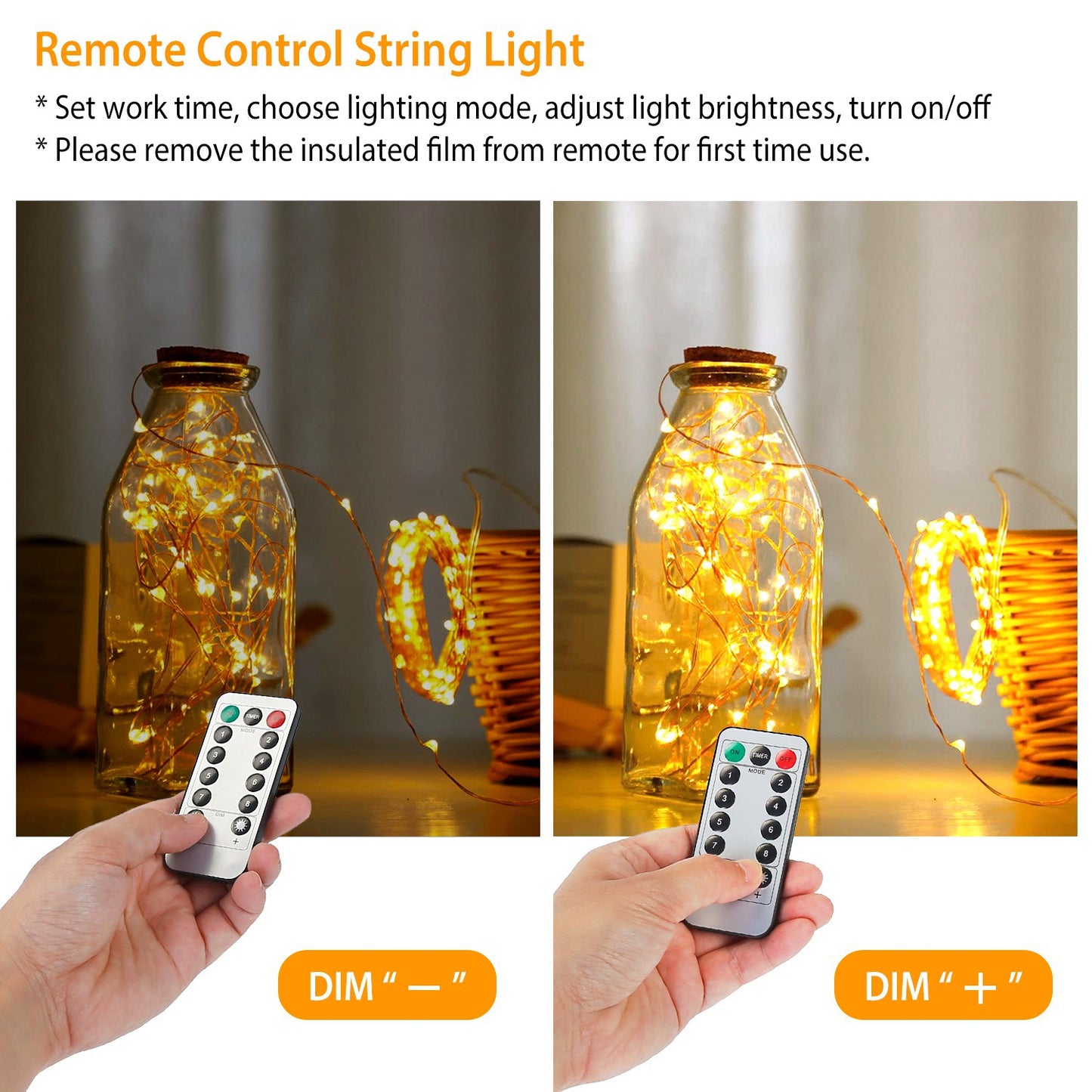 LED String Lights 100 LEDs 32.8ft Copper Wire with Remote