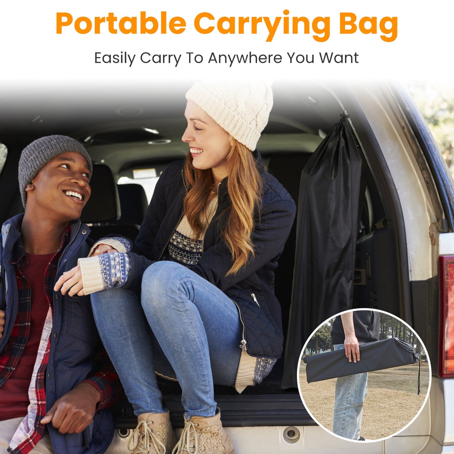 Foldable Camping Table with Storage Basket and Carrying Bag