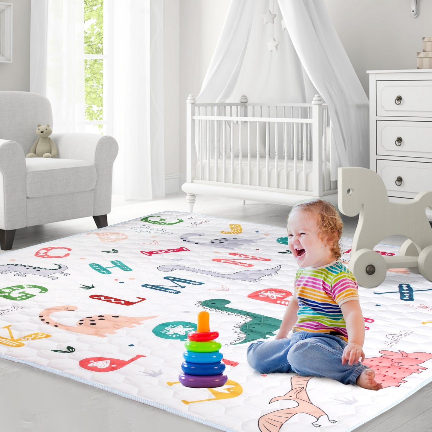 Baby Play Mat 50x50IN Non-Slip Foldable Crawling Mat