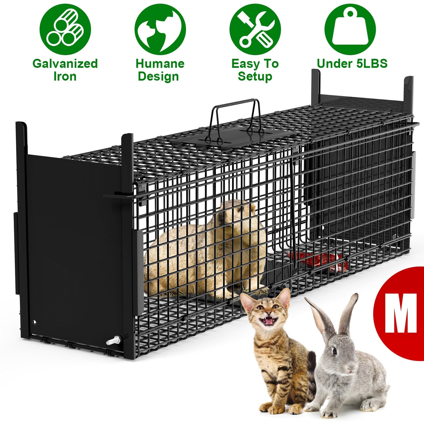 40in Humane Live Animal Trap Cage for Raccoons & Opossums