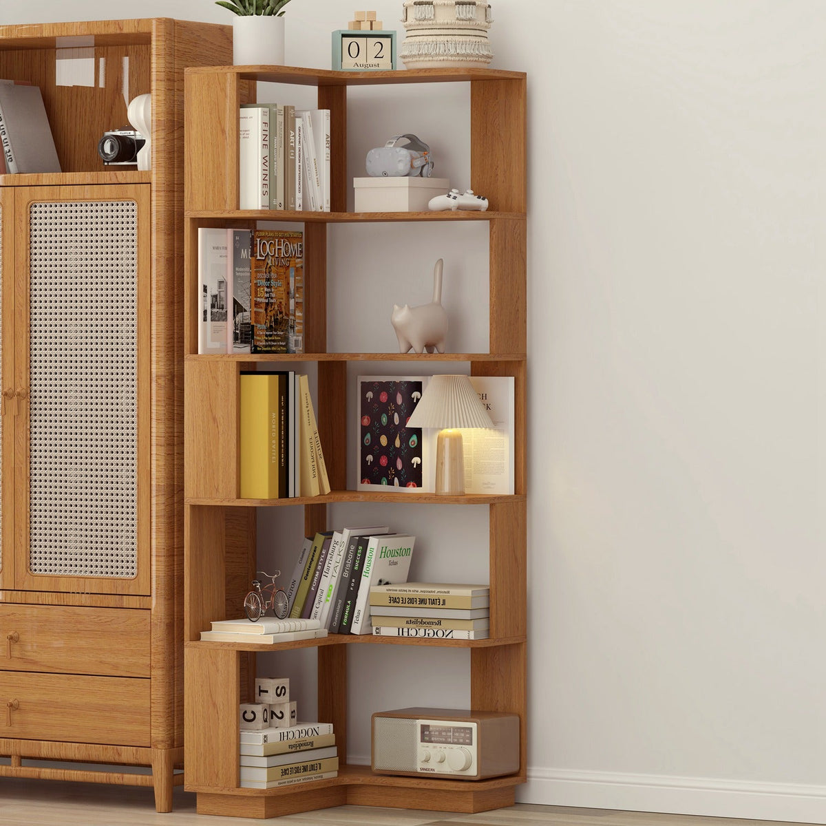 6-Tier L-Shaped Corner Bookshelf with Anti-Tip Safety Kit