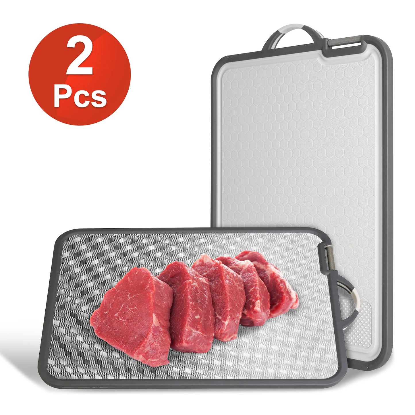 Double Sided Cutting Board with Knife Sharpener - 2 Pack