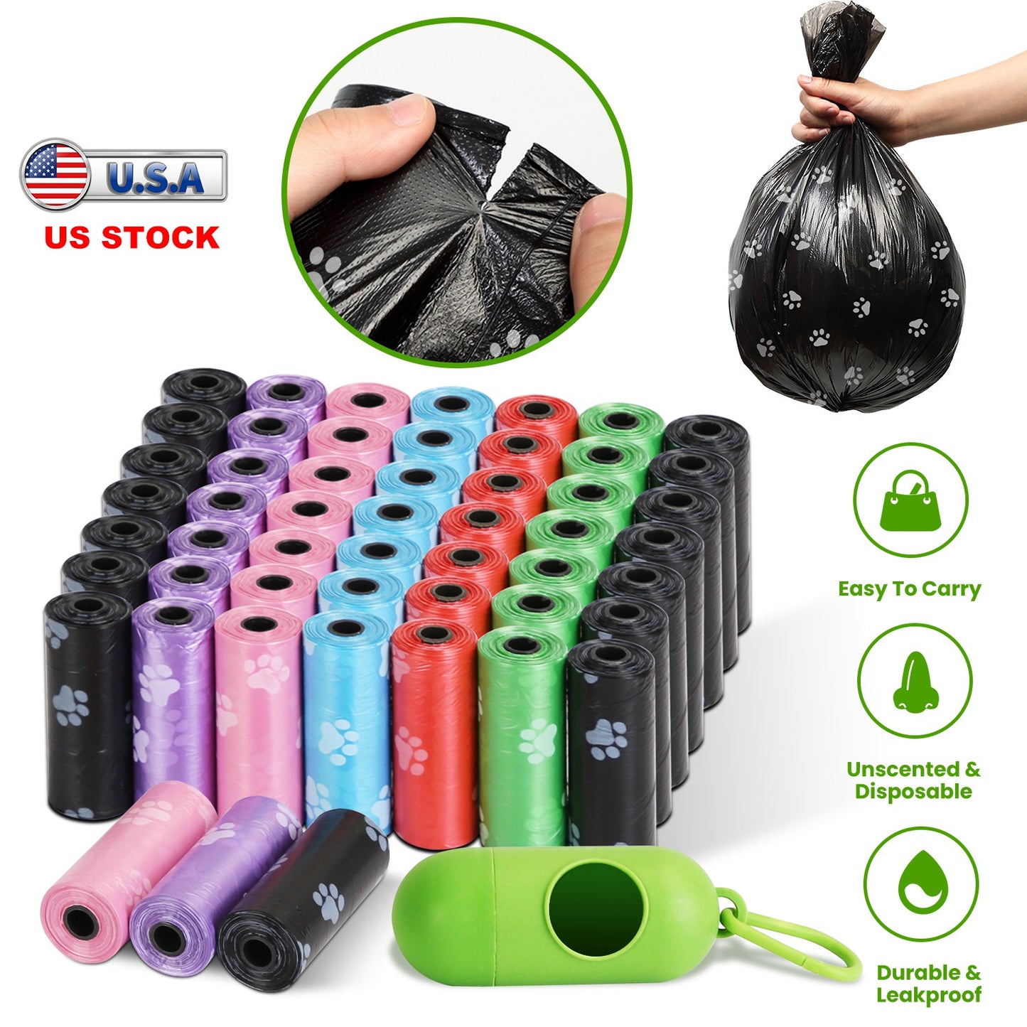 Dog Waste Bags 675 Count with Dispenser and Leash Clip