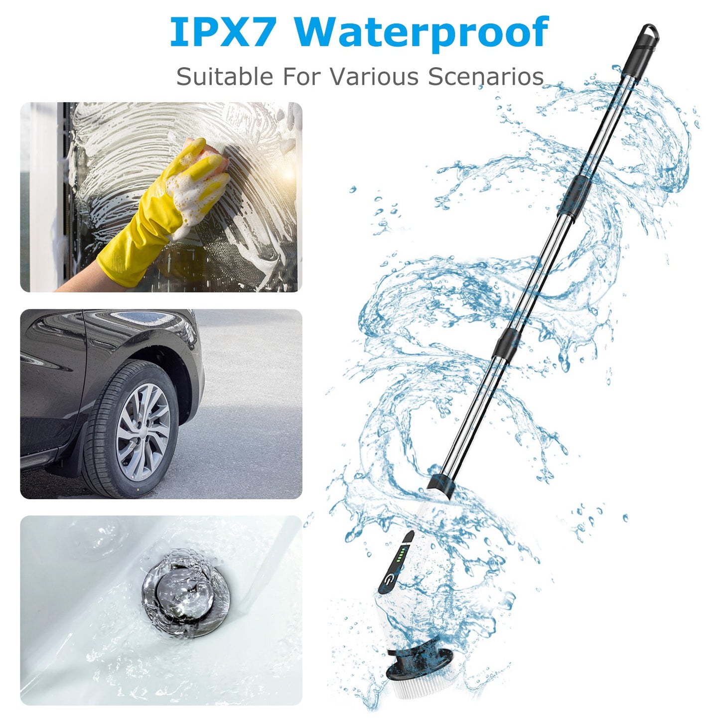 Electric Spin Scrubber with 8 Brush Heads & Telescopic Arm