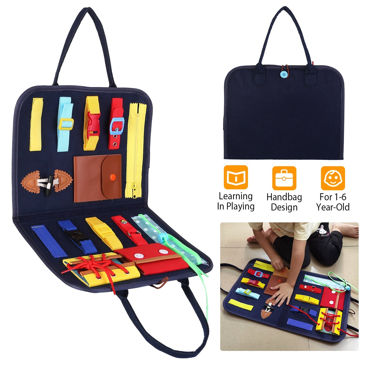 Busy Board Sensory Activity Toy for Toddlers Ages 1-6