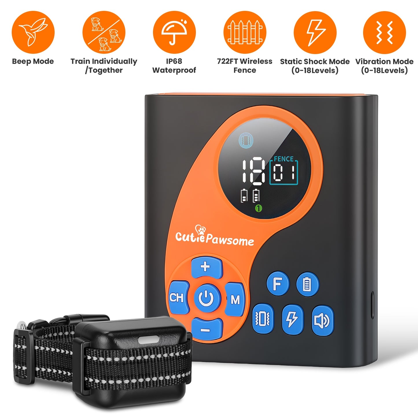 Wireless Dog Fence System with Training Collar – 722FT Range