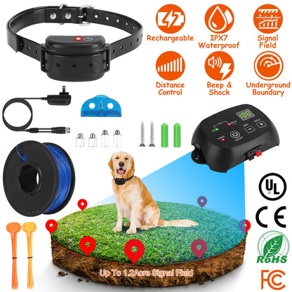Underground Dog Fence System with Rechargeable Receiver