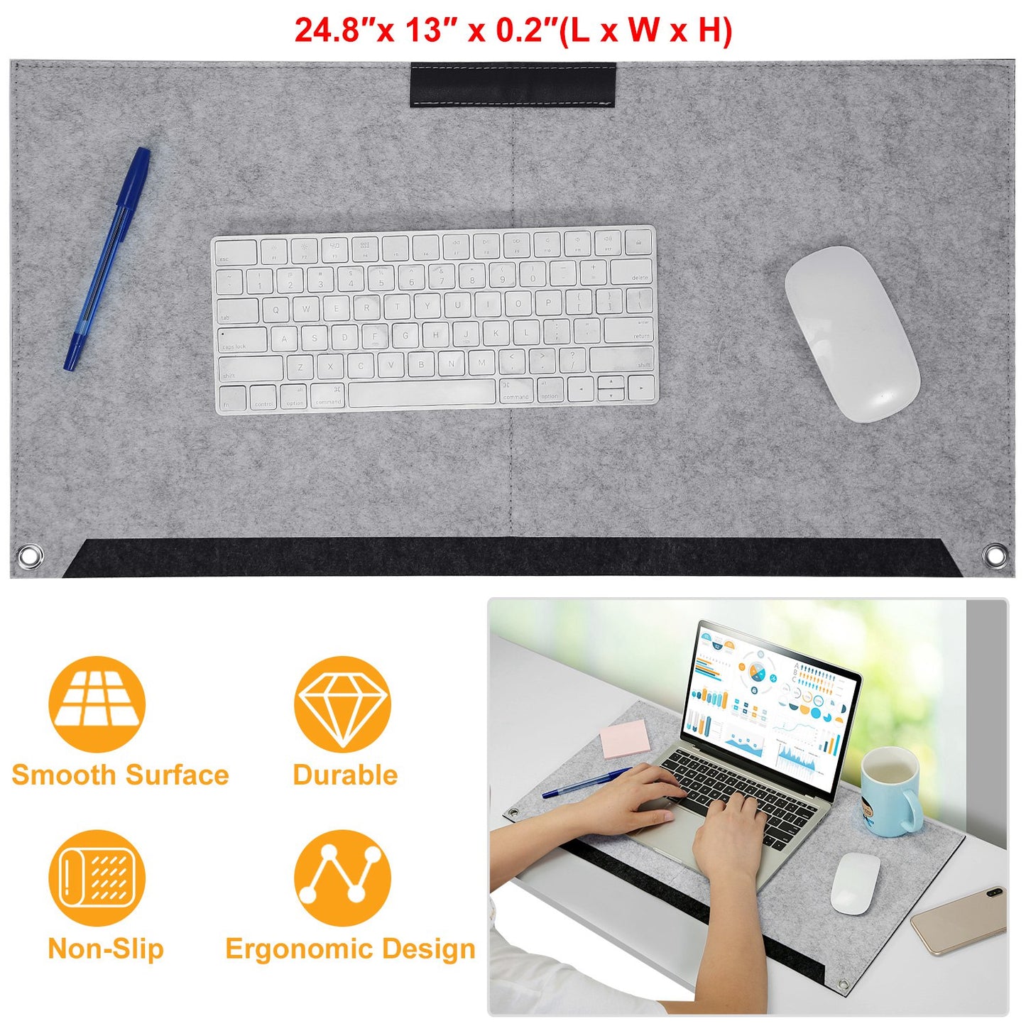 Extended Gaming Mouse Pad with Pen Holder - 24.8 x 13 Inch