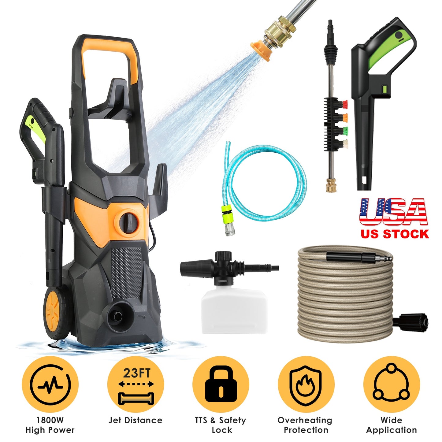 Electric Pressure Washer 4200PSI 1.85GPM with Foam Cannon