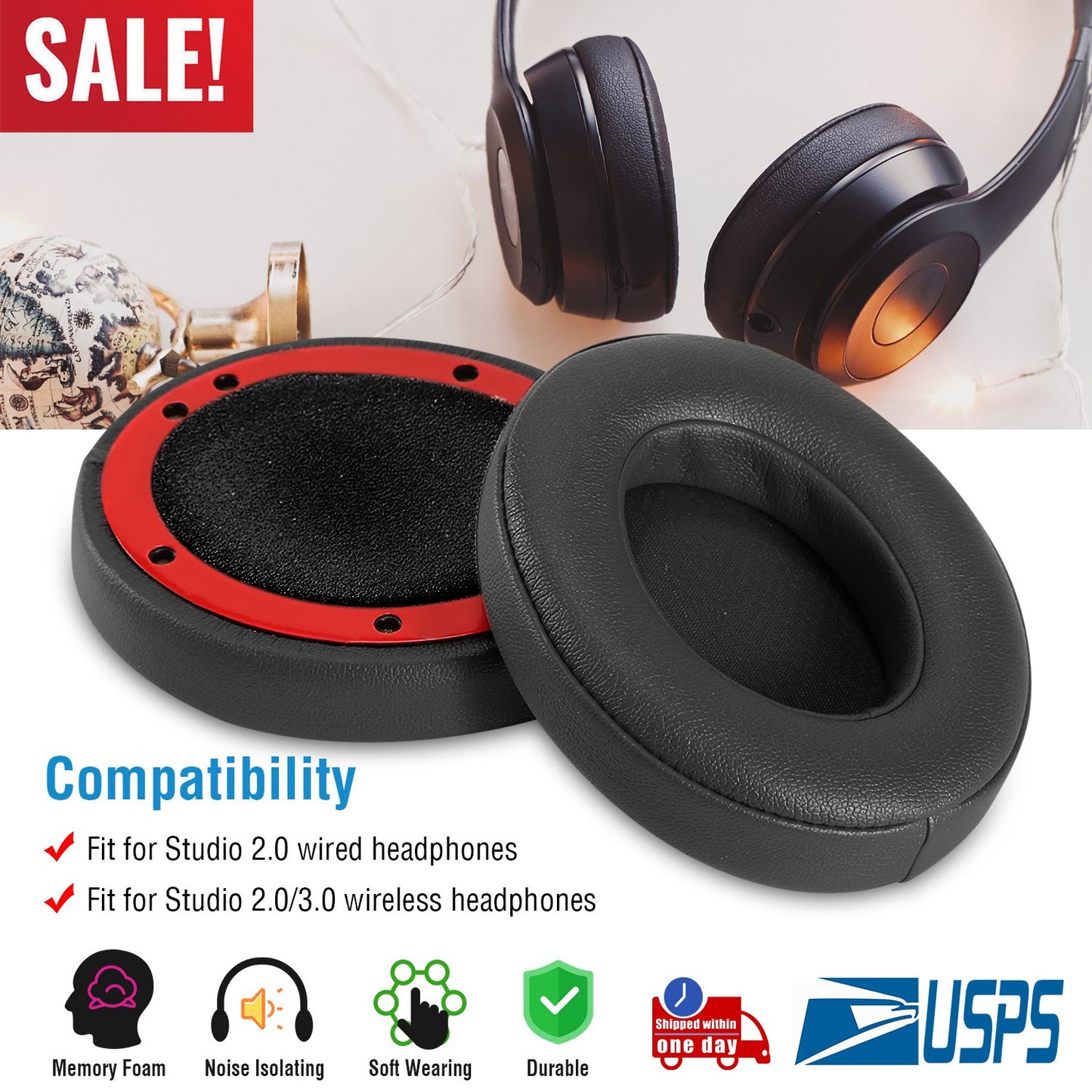 Replacement Ear Pads for Beats Studio 2.0/3.0 Headphones