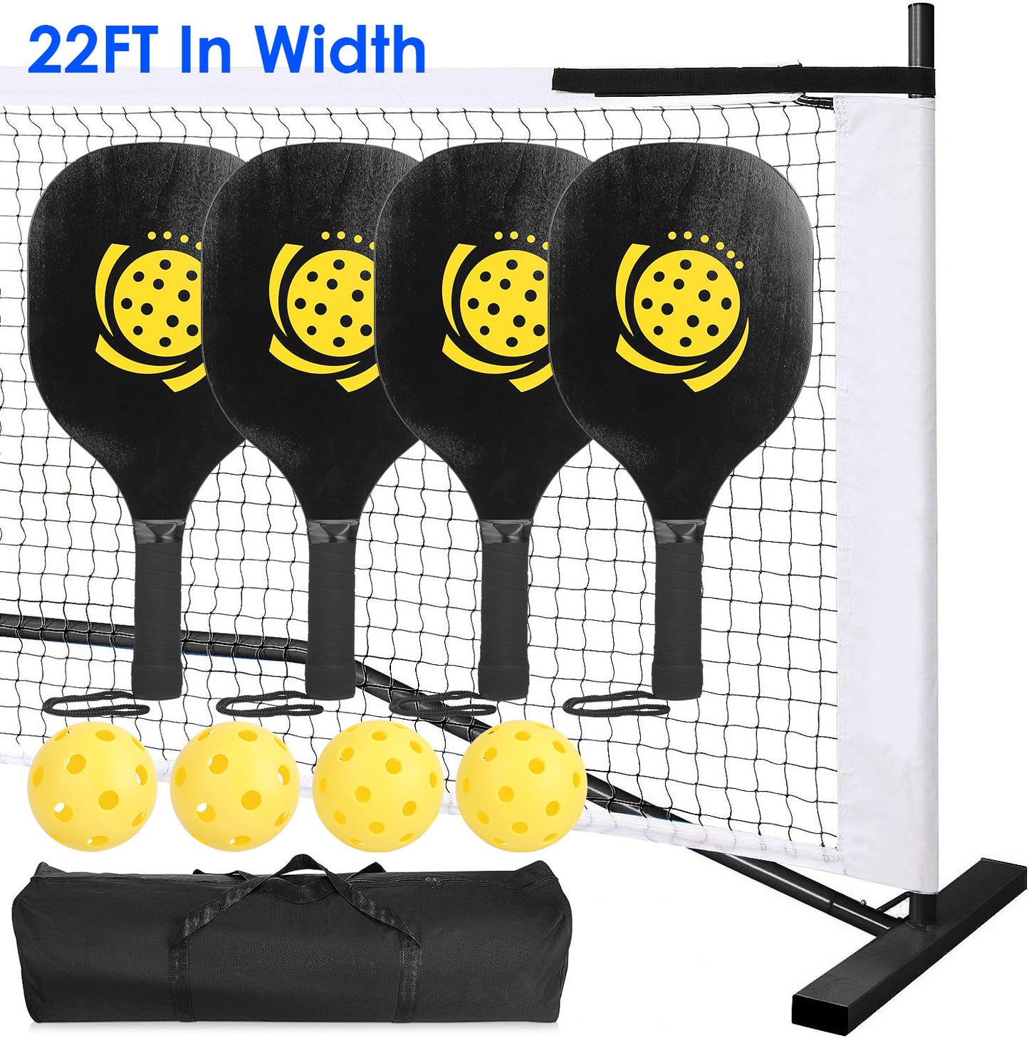 Pickleball Net Set 22ft Regulation with Paddles & Balls