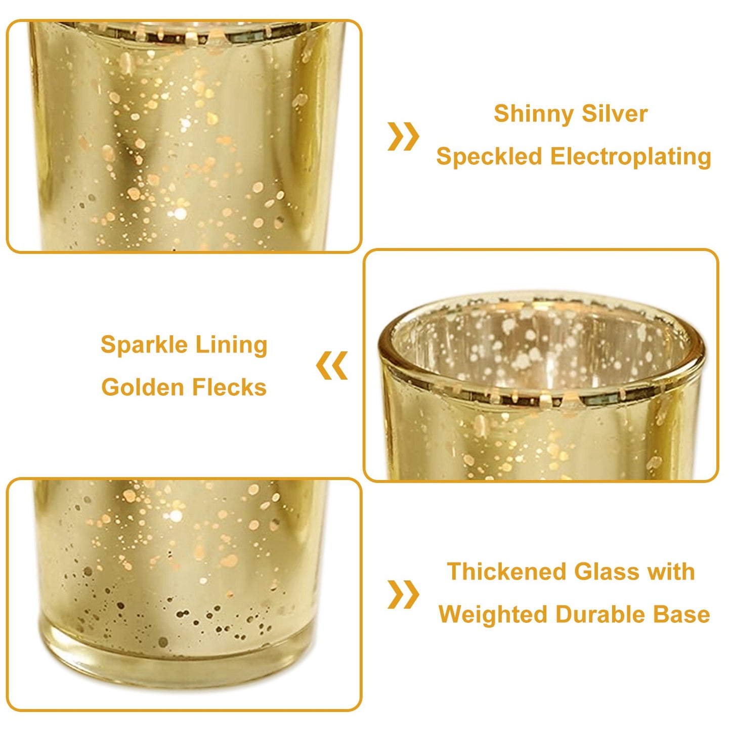 Gold Mercury Glass Votive Candle Holders Set of 24