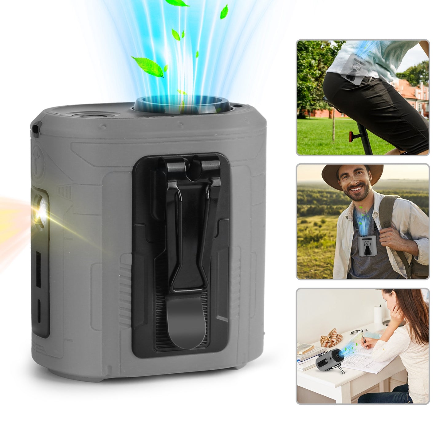 Portable Waist Clip Fan 5-in-1 with 10000mAh Power Bank