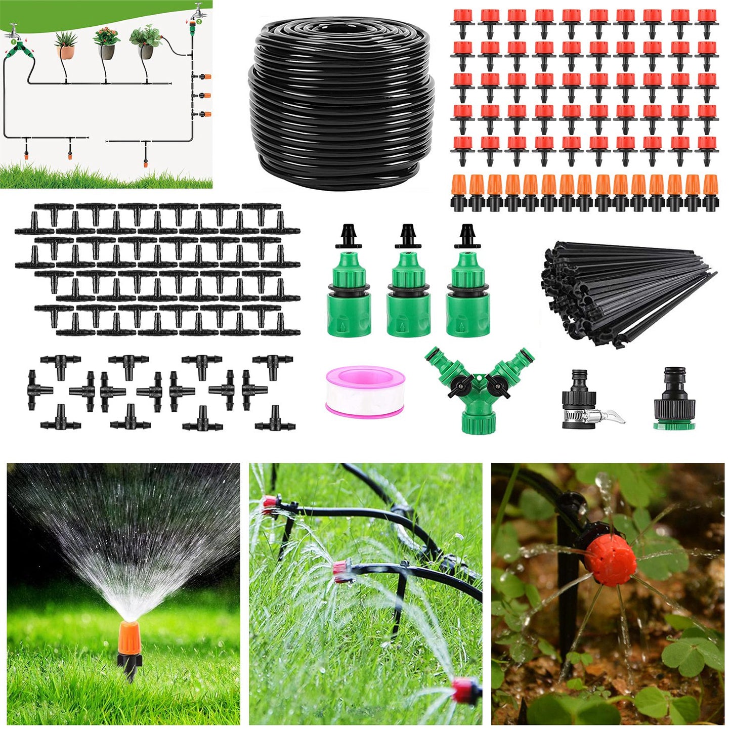 Drip Irrigation Kit 164FT Automatic Garden Watering System