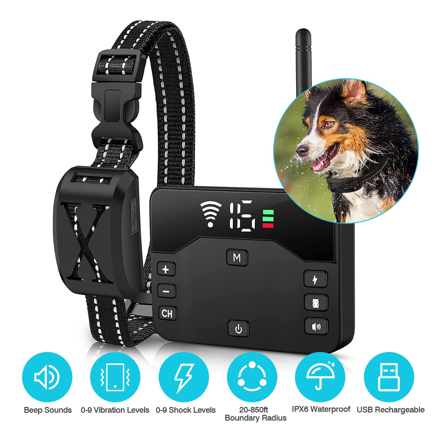Wireless Electric Dog Fence & Training Collar System
