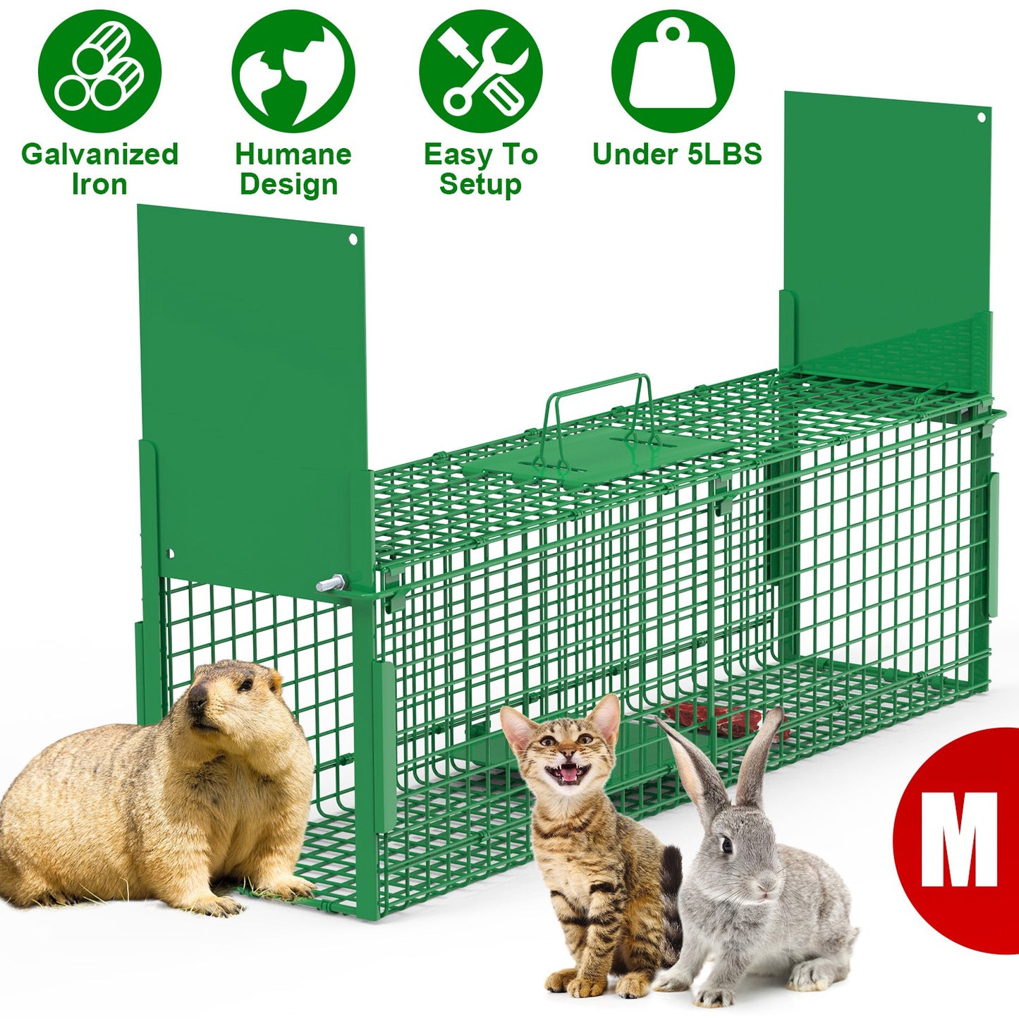 40in Humane Live Animal Trap Cage for Raccoons & Opossums