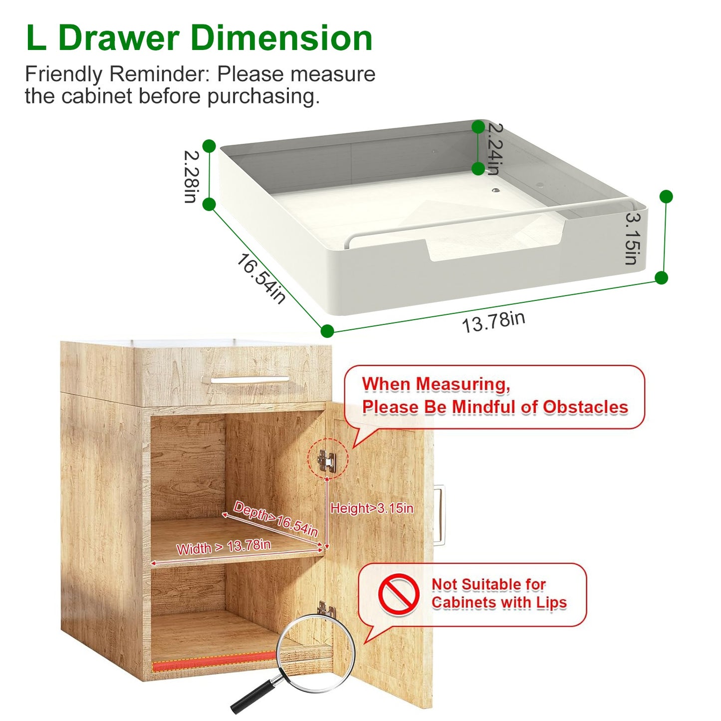 Pull Out Cabinet Organizers - 2 Pack Carbon Steel Sliding Drawers