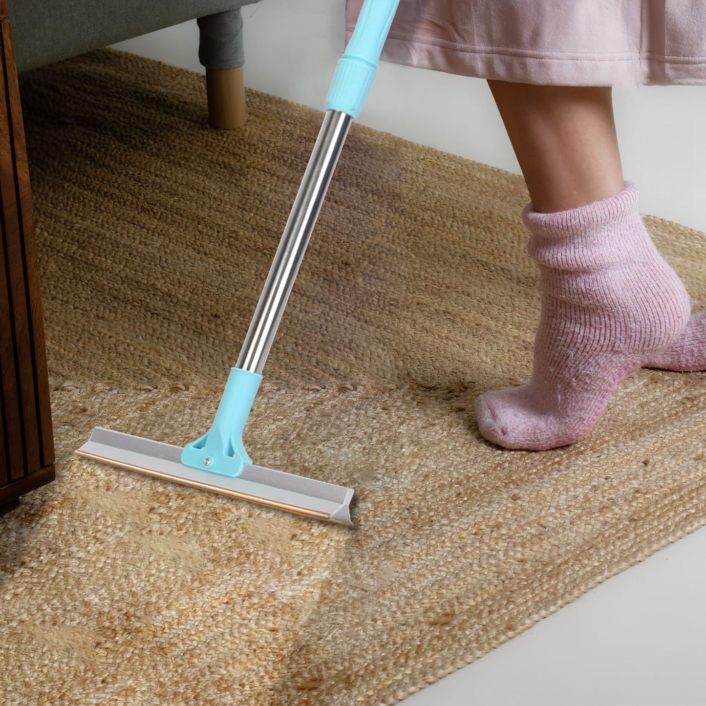 Pet Hair Removal Rake with 54" Adjustable Telescopic Handle