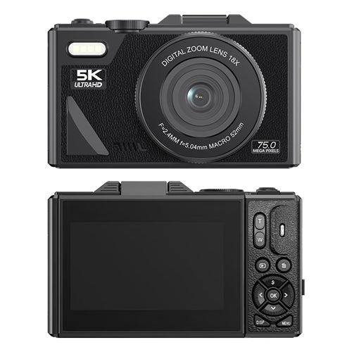5K Digital Camera with 75MP, WiFi & 18X Zoom