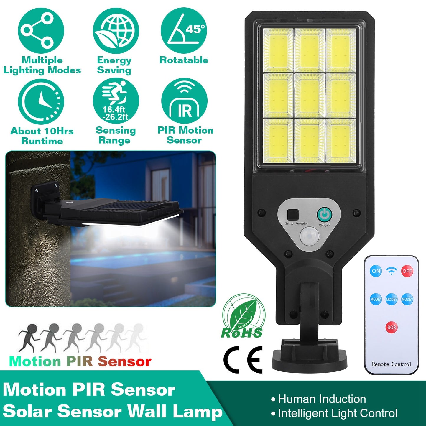 Solar Wall Light with Motion Sensor and Remote Control