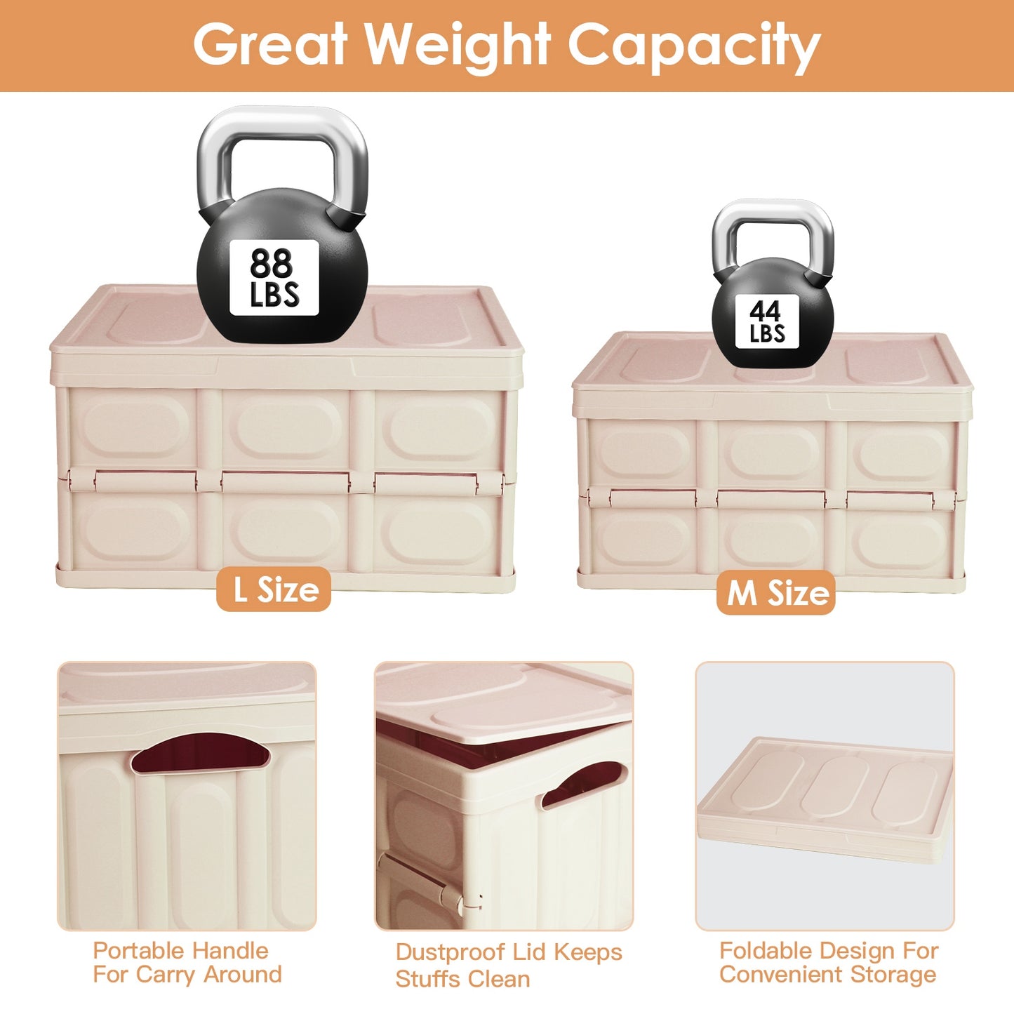 Collapsible Storage Bins with Lids - 2 Pack Stackable Organizer