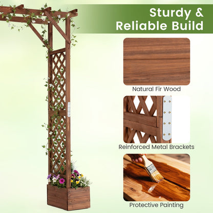 Garden Arbor with Planter Boxes 87in Tall Wooden Trellis
