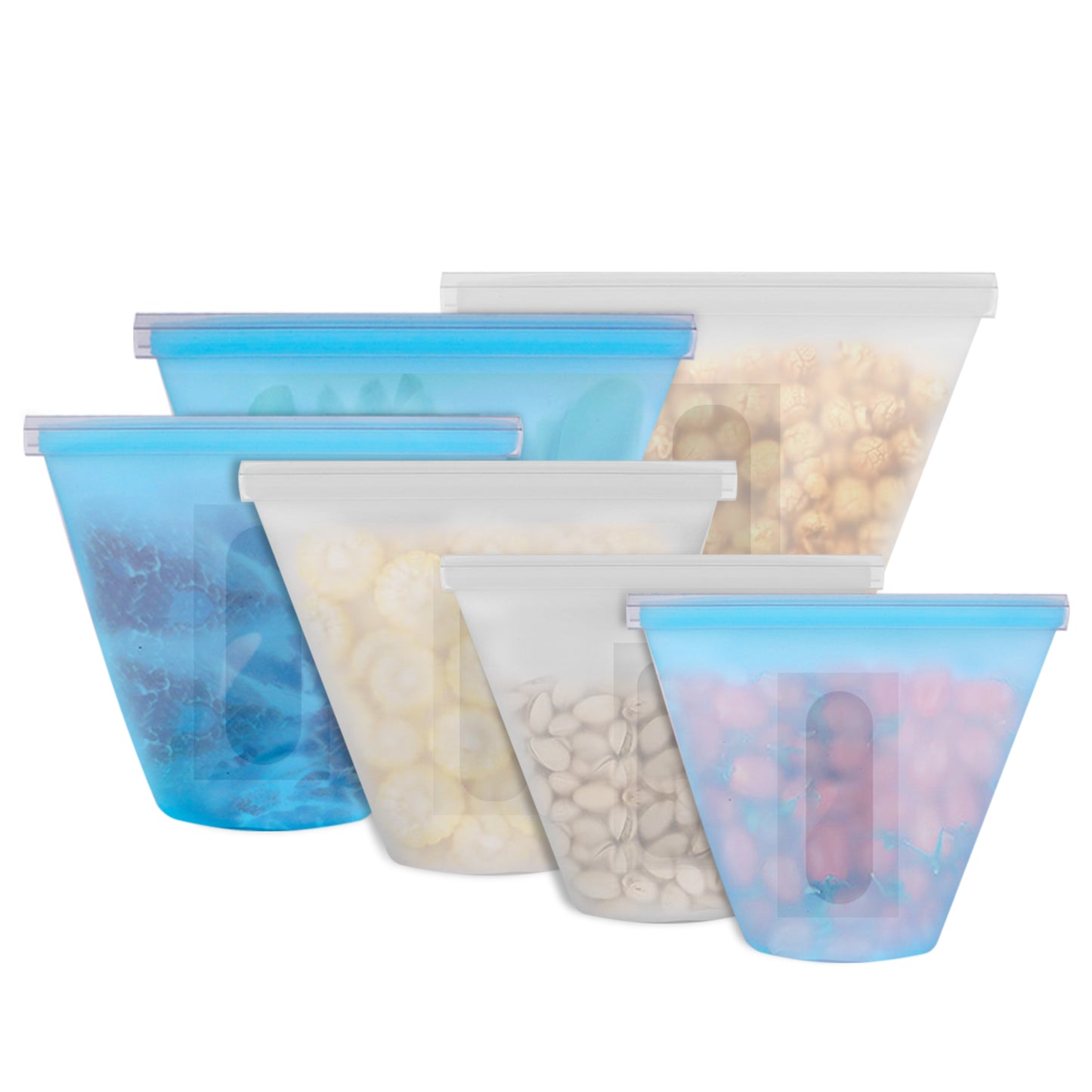 Silicone Food Storage Bags Set of 3 - Reusable & Leakproof