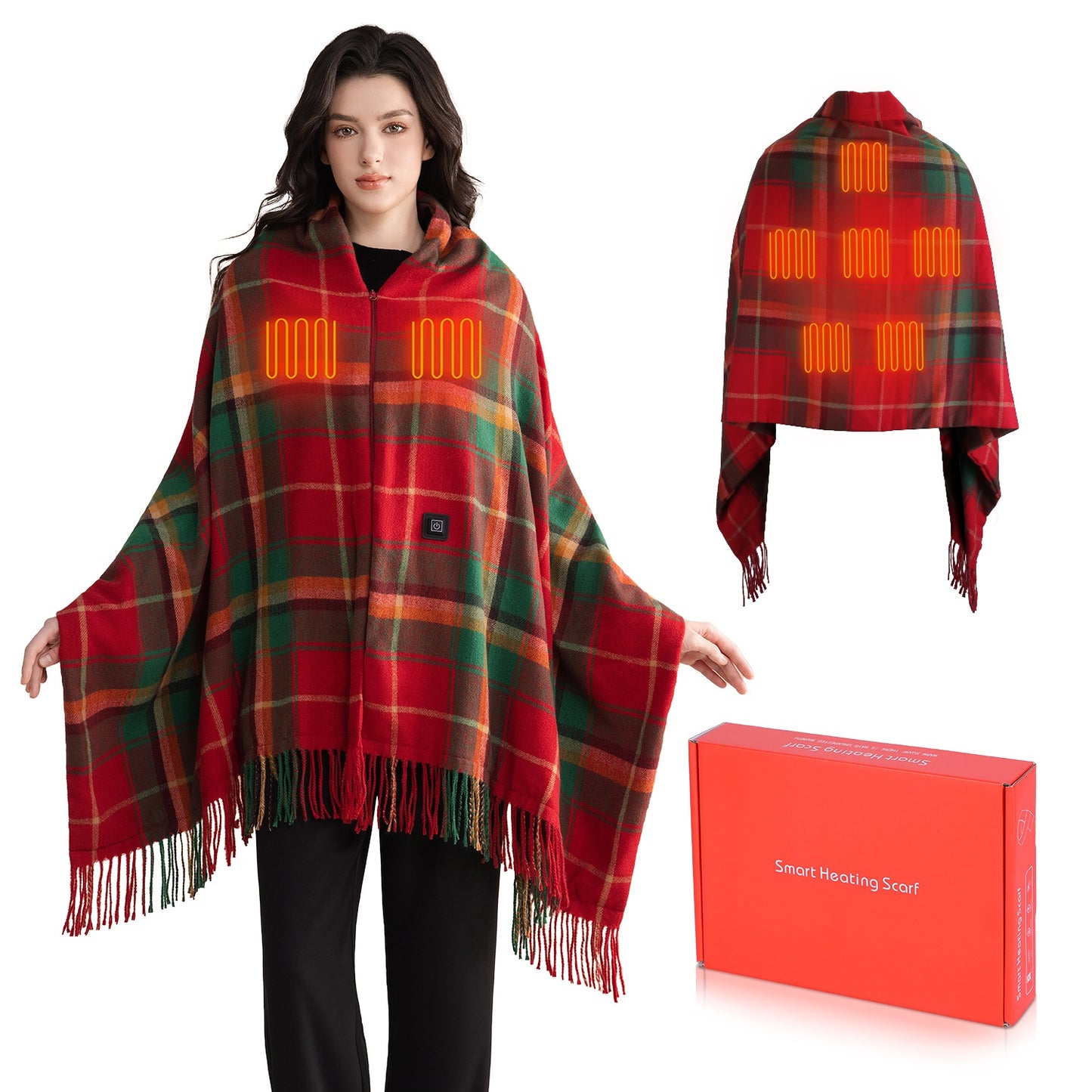 USB Heated Shawl with 3 Heat Levels and Zipper