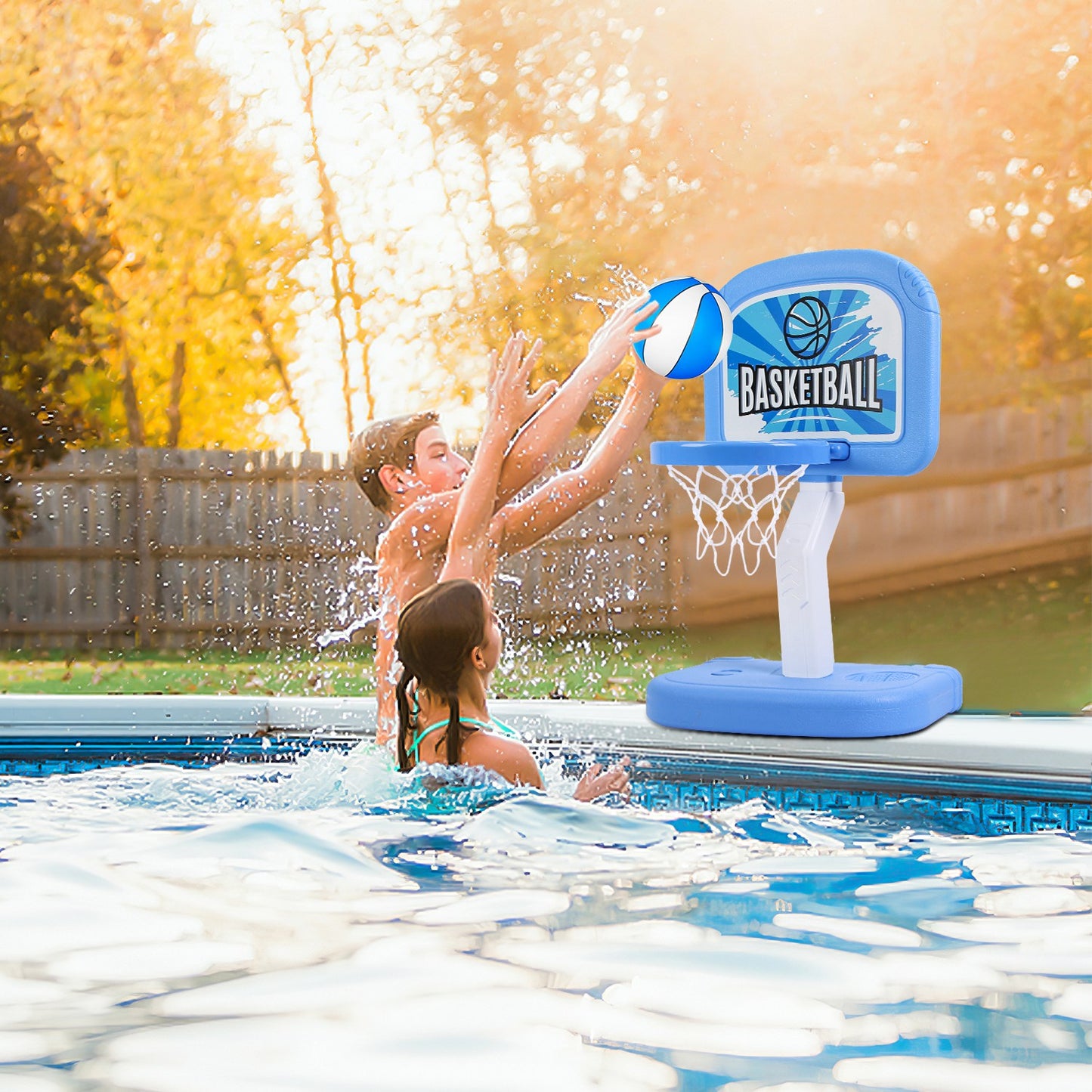 Poolside Basketball Hoop Set with Adjustable Height
