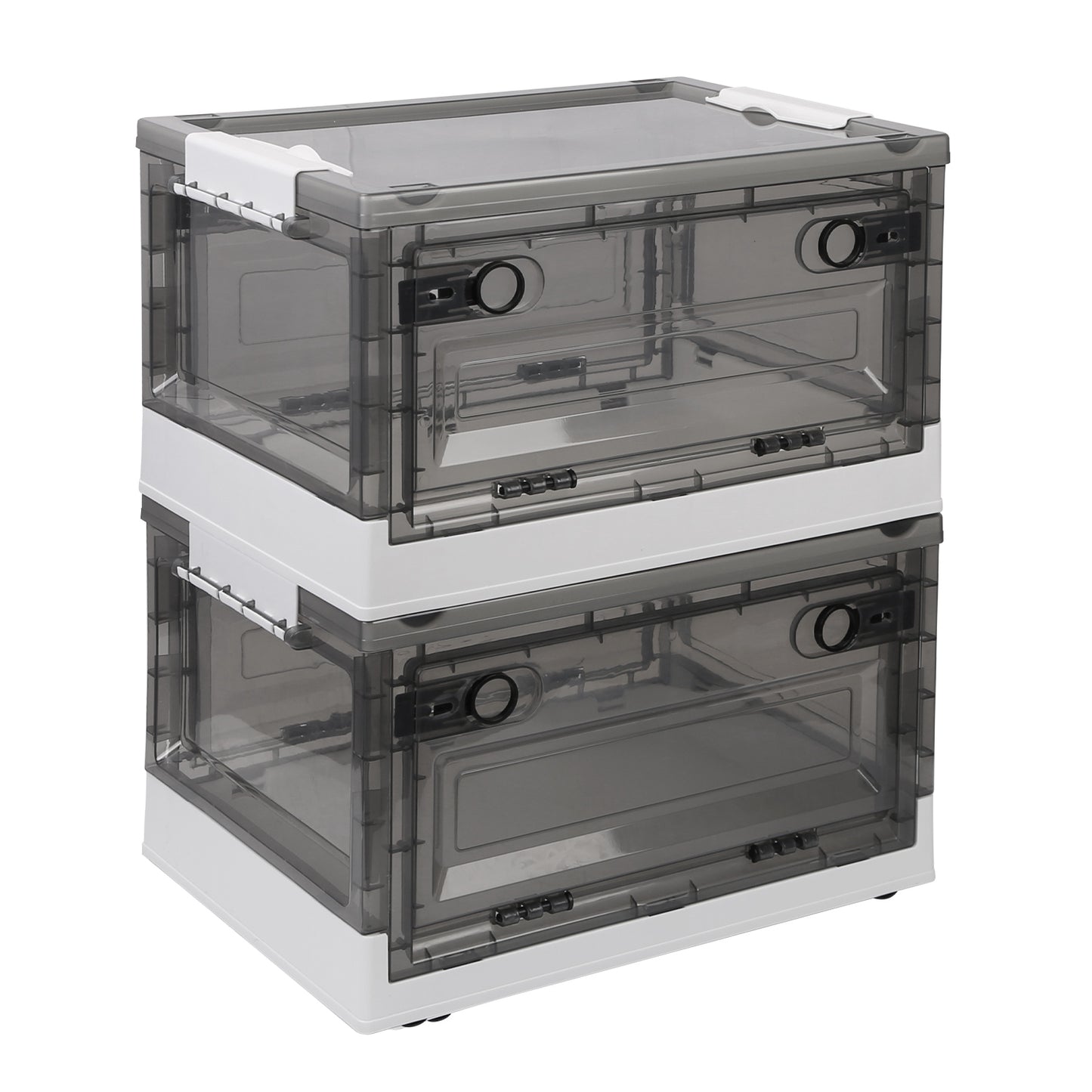 Foldable Storage Bins with Wheels - 2 Pack Stackable Organizer