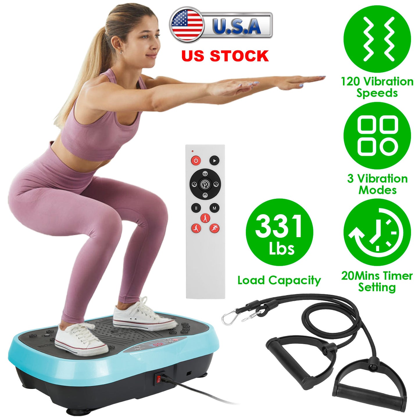 Vibration Platform Exercise Machine with Resistance Bands