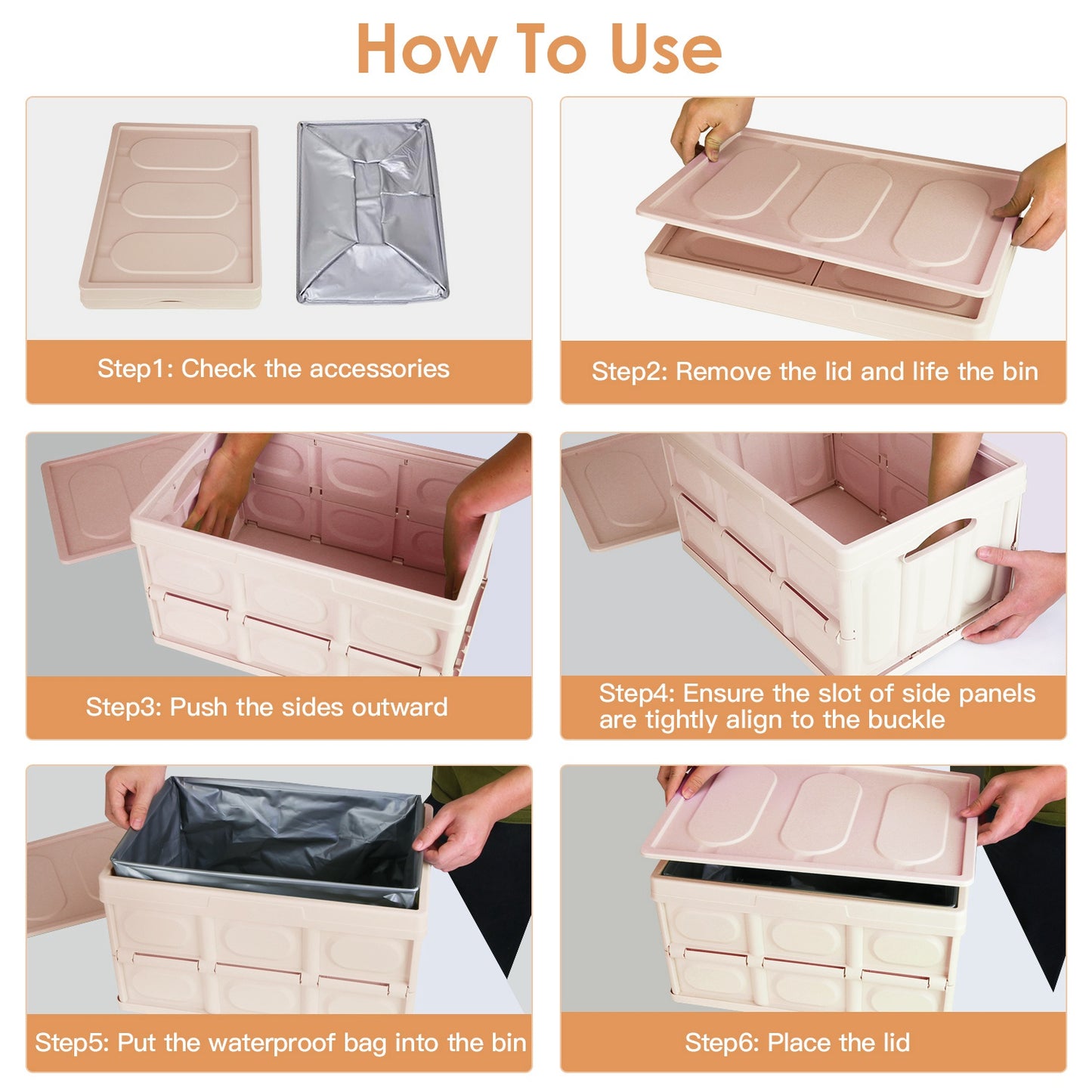 Collapsible Storage Bins with Lids - 2 Pack Stackable Organizer