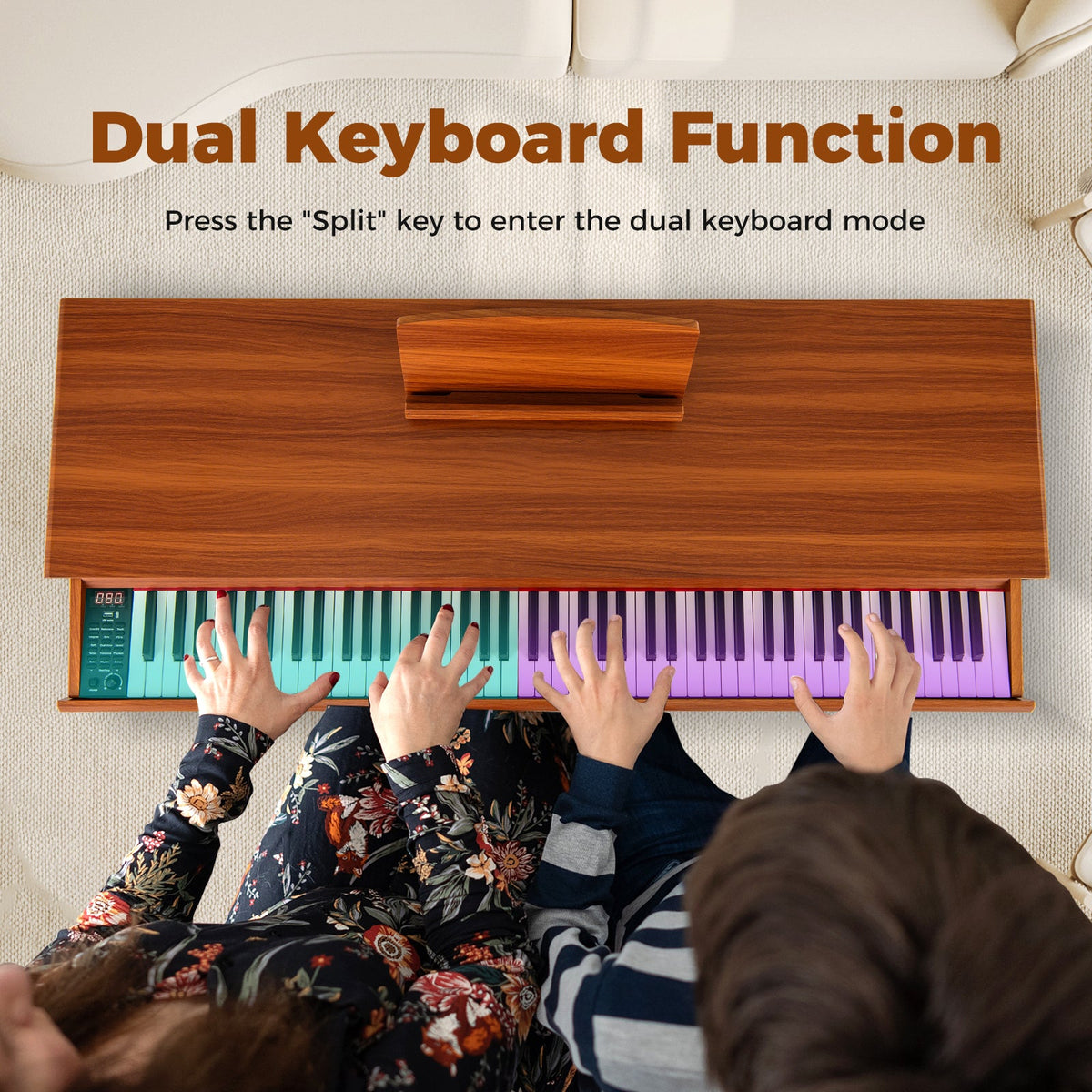 88-Key Graded Hammer Action Weighted Keyboard with Push-pull Drawer-Brown