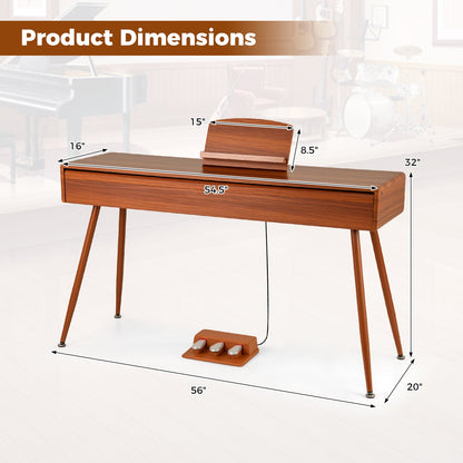 88-Key Graded Hammer Action Weighted Keyboard with Push-pull Drawer-Brown