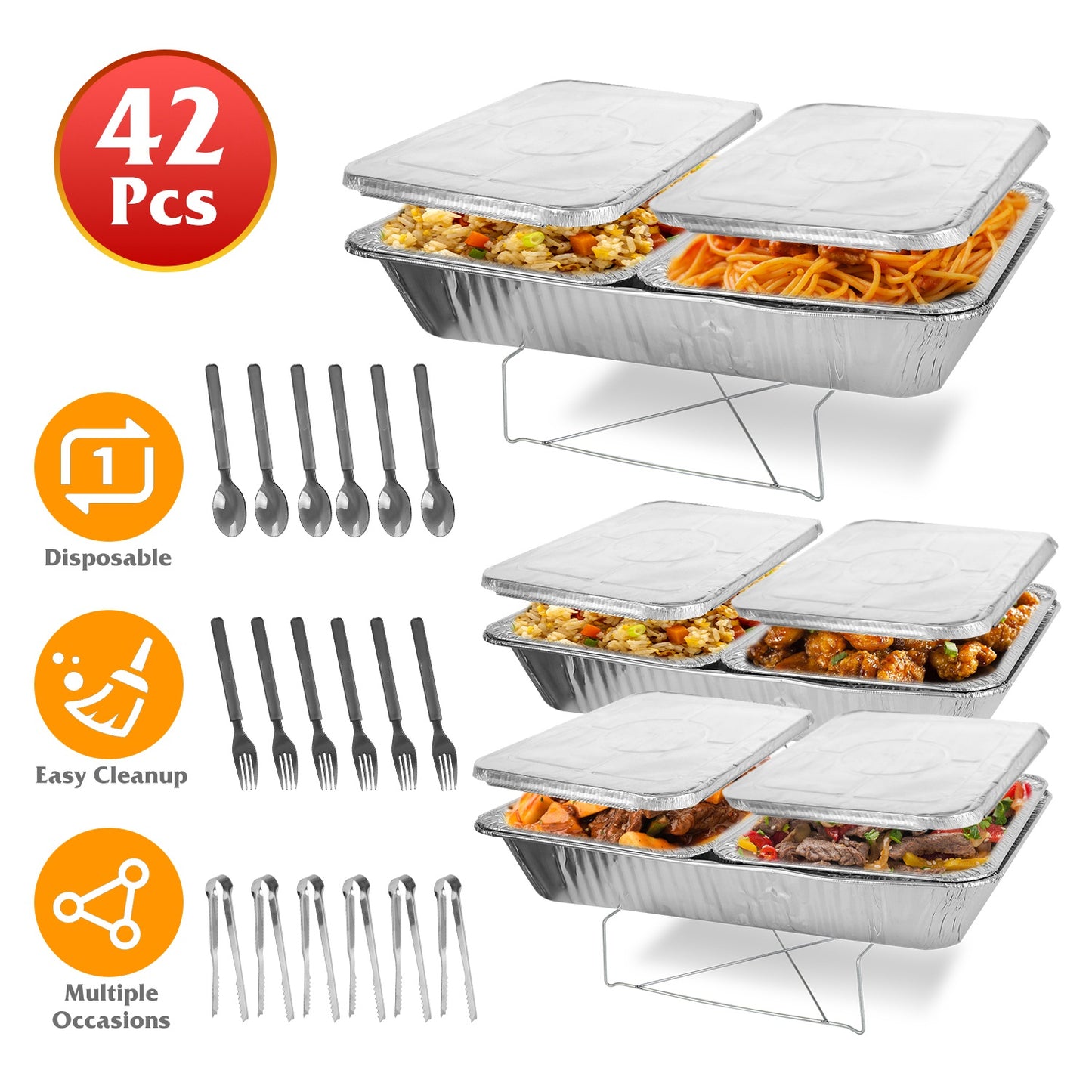 Disposable Chafing Dish Buffet Set - 42 Piece Complete Kit