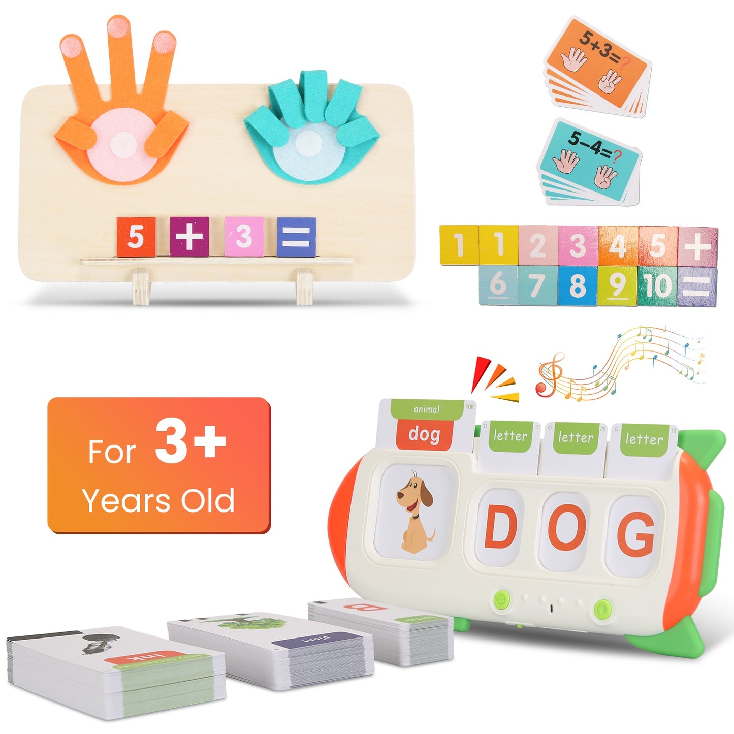 Talking Flash Cards & Math Board Set for Kids Ages 3+