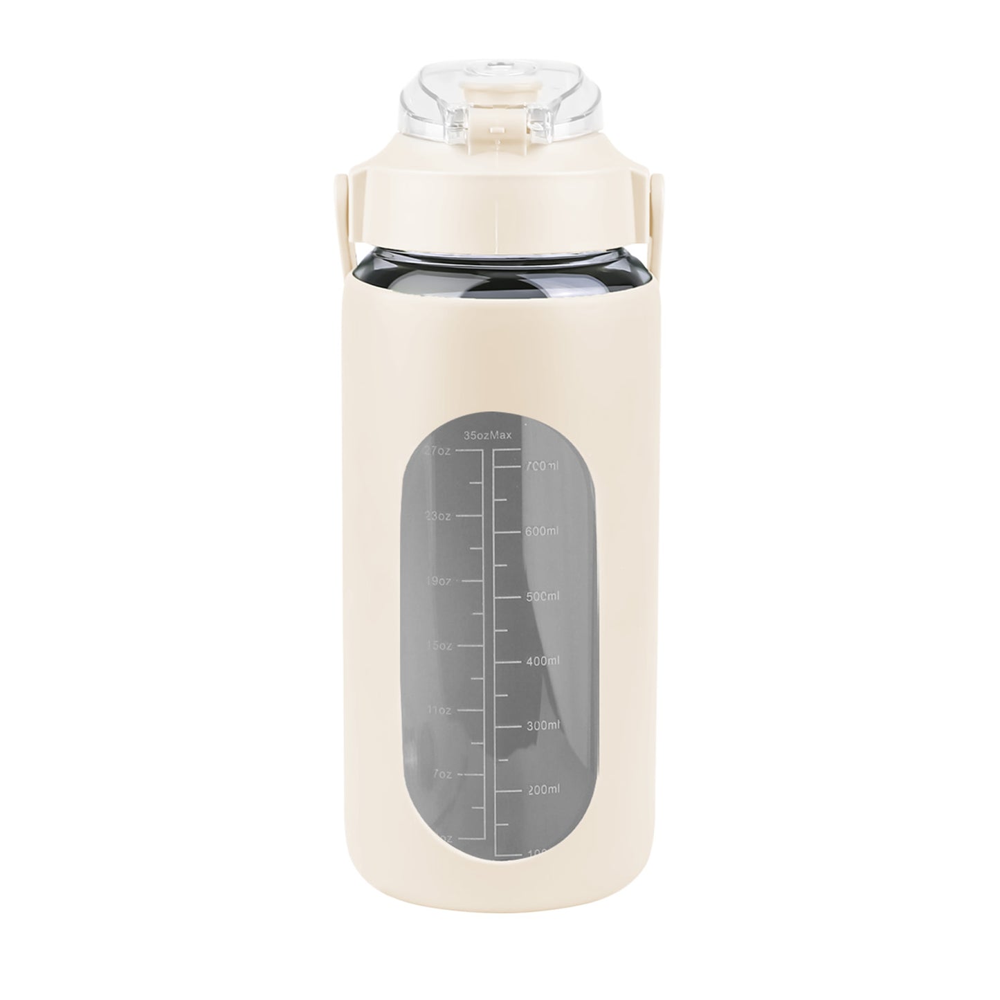 Glass Water Bottle with Time Marker & Straw - 32oz Motivational