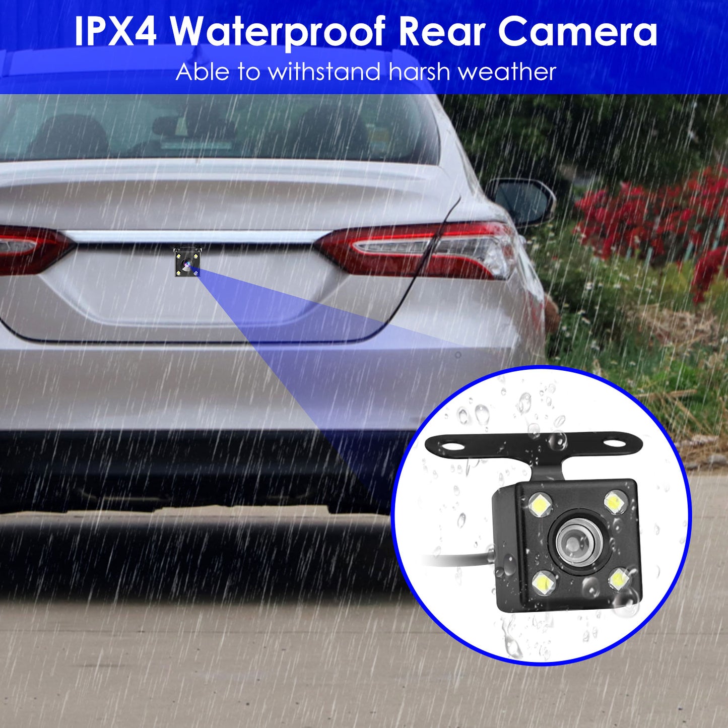 3-Channel Dash Cam with WiFi, 1080P Front & Rear Cameras