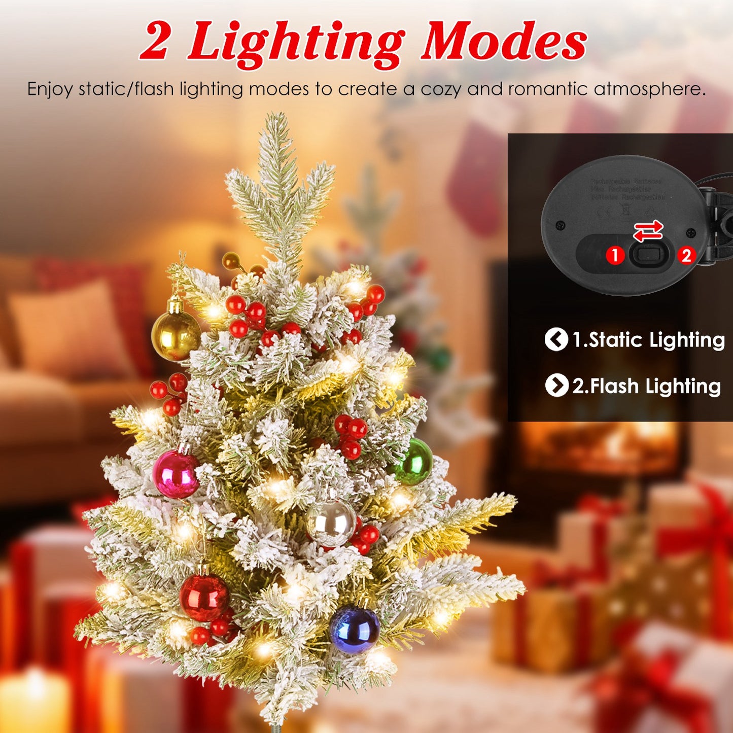 Battery Powered LED Christmas Tree Urn Filler - 2 Pack