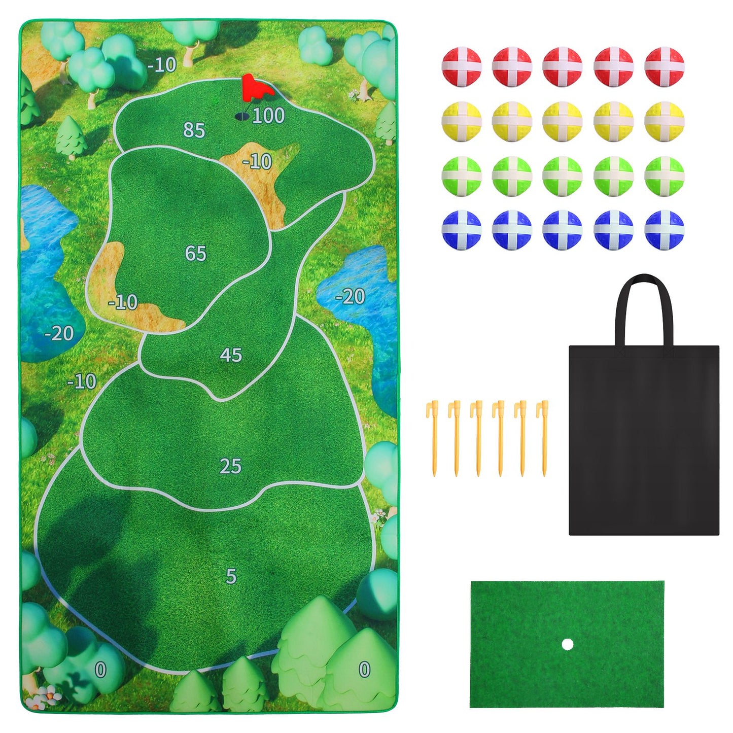 Golf Chipping Game Set with 20 Sticky Balls and Target Mat
