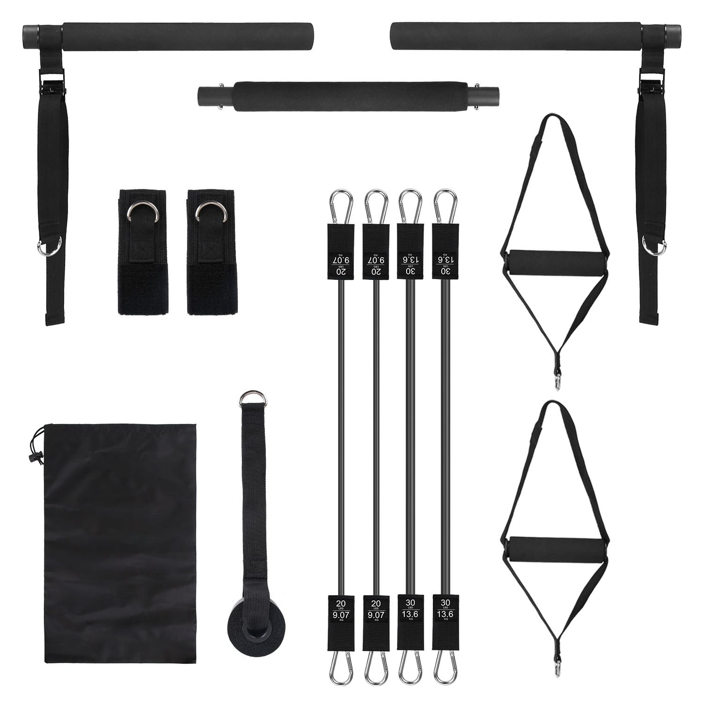 Pilates Bar Kit with 100LBS Resistance Bands & Accessories