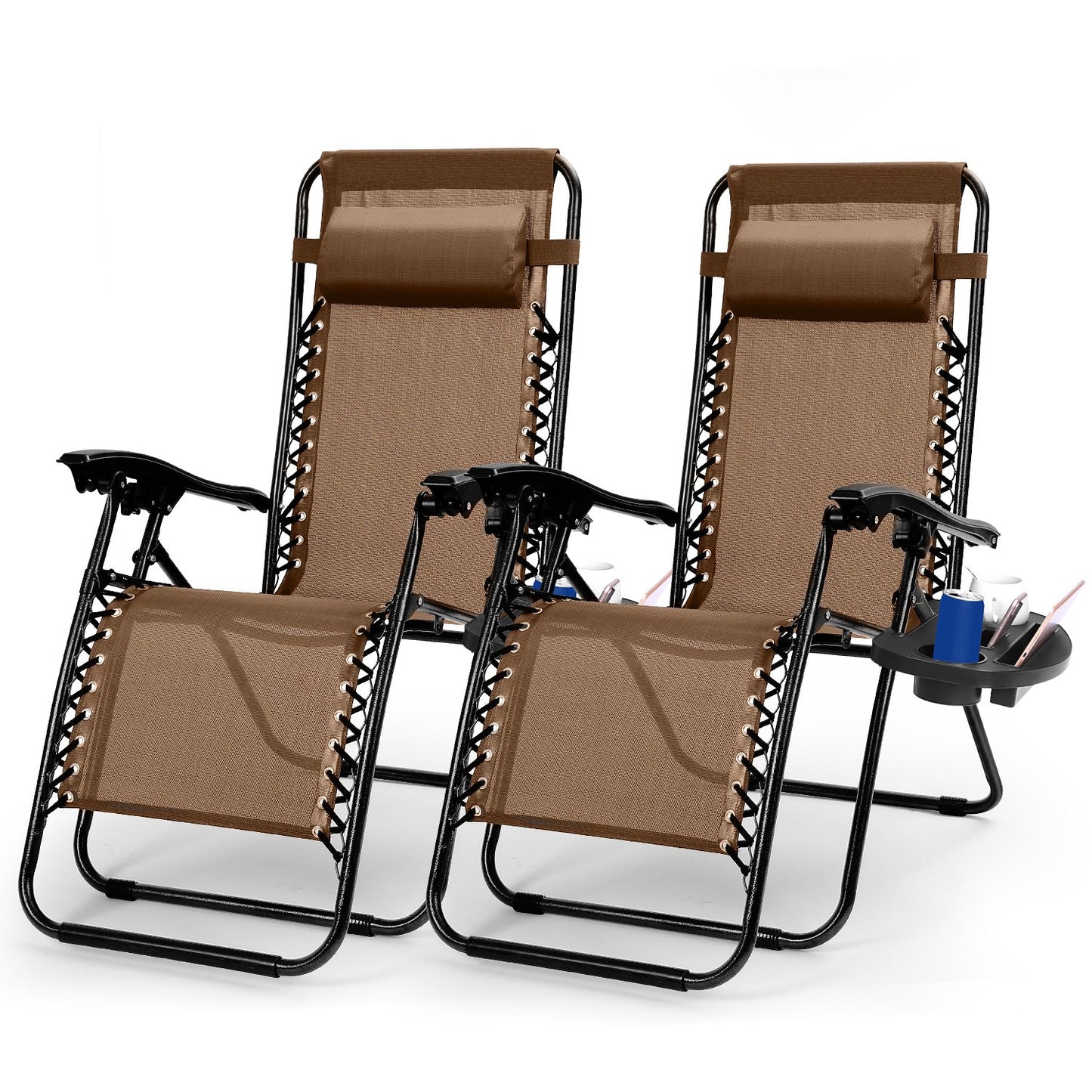 Zero Gravity Lounge Chair Set with Side Trays (2-Pack)