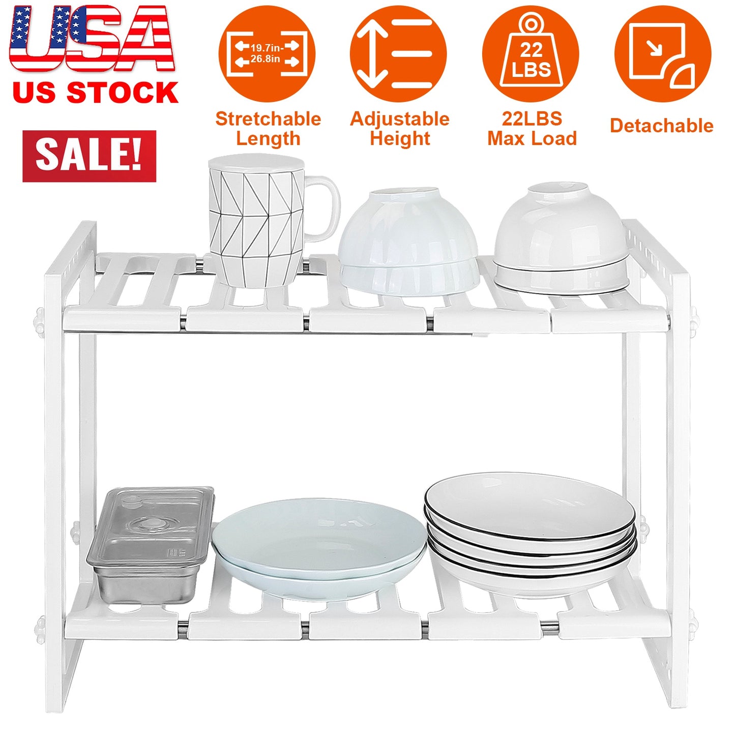 Under Sink Organizer 2-Tier Expandable Storage Rack