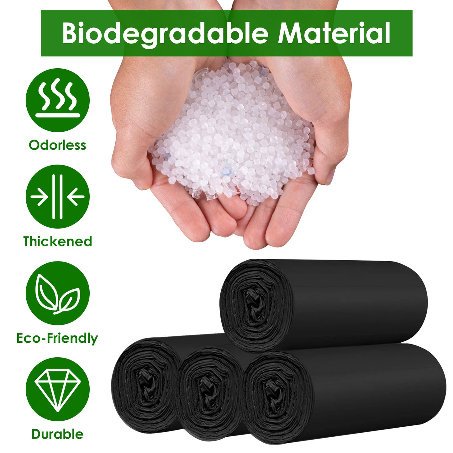 Garbage Bags 5.3 Gallon - 48 Count Black Unscented Trash Liners
